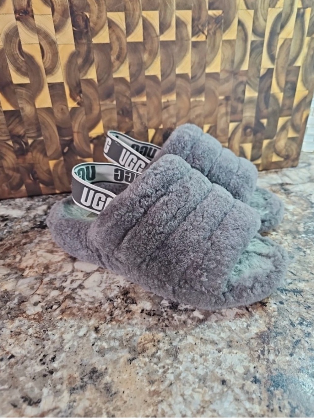 UGG Plush Shearling-Lined Slip-On in Charcoal Gray